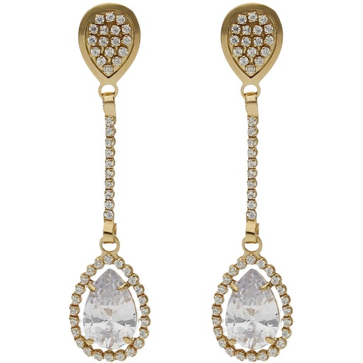 [P1469] PENDIENTES ORO 18KL CIRCONITAS - 9x39MM