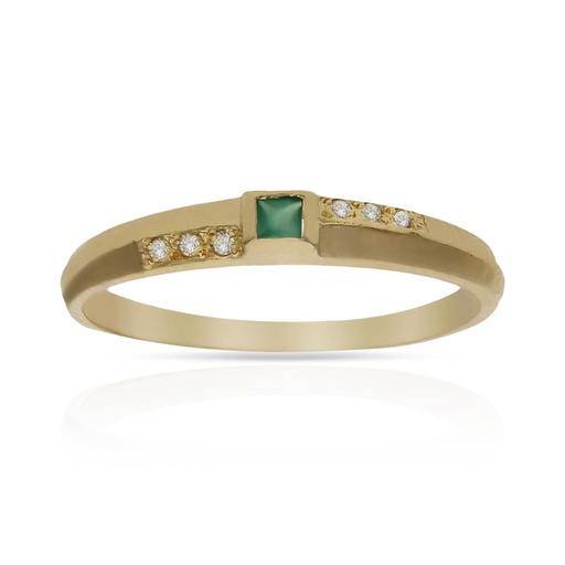 SORTIJA ORO 18KL CIRCONITAS + PIEDRA VERDE