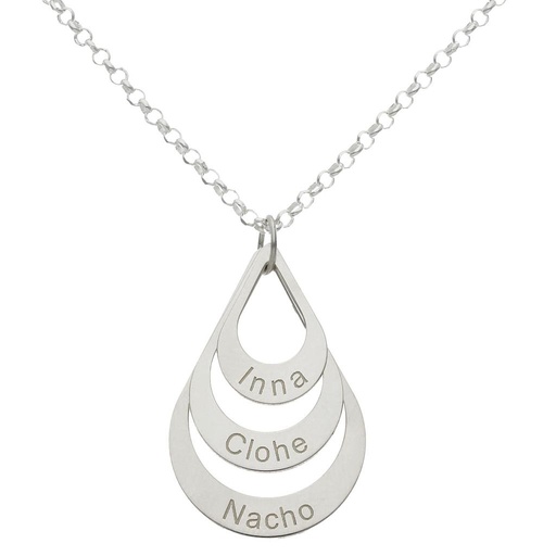 [AG2088] GARGANTILLA PLATA 925MM - 3 LAGRIMAS