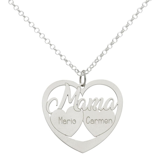 [AG2090] GARGANTILLA PLATA 925MM MAMA + 2 CORAZONES