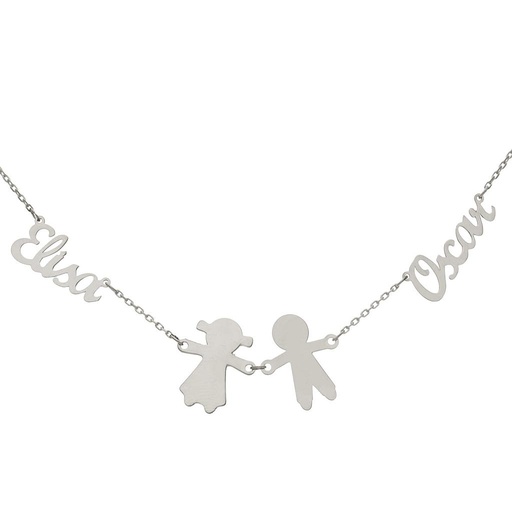 GARGANTILLA ORO BLANCO 18KL - 2 NOMBRES + NIÑOS
