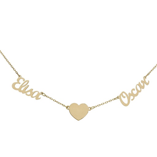 GARGANTILLA ORO 18KL - 2 NOMBRES + CORAZON