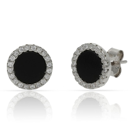 [AG1633] PENDIENTES PLATA 925MM ONIX CIRCONITAS - 9.50MM