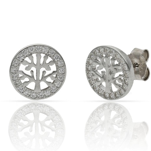 [AG1637] PENDIENTES PLATA 925MM ARBOL DE LA VIDA CIRCONITAS - 10MM