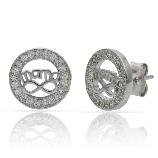 [AG1634] PENDIENTES PLATA 925MM MAMA + INFINITO - 10MM