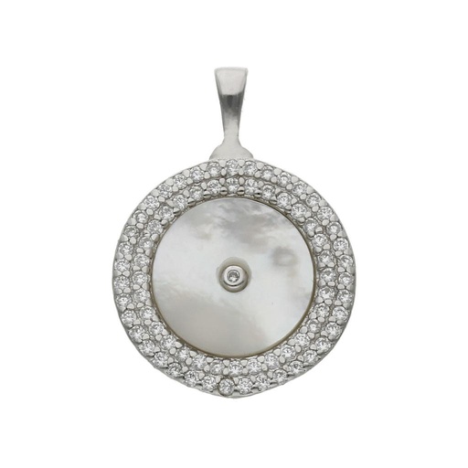 [AG667] COLGANTE PLATA 925MM CIRCULO NACAR - 15MM