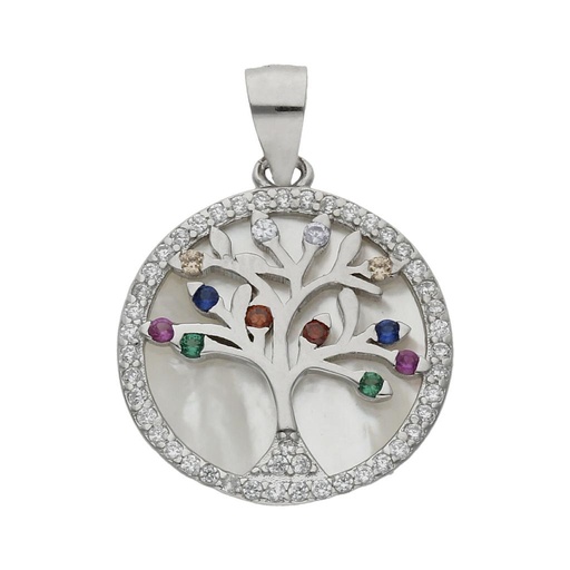 [AG663] COLGANTE PLATA 925MM ARBOL DE LA VIDA NACAR - 17MM