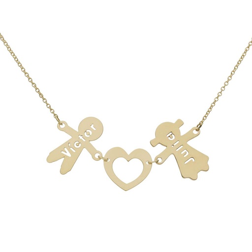 GARGANTILLA ORO 18KL NIÑO + CORAZON + NIÑA NOMBRES