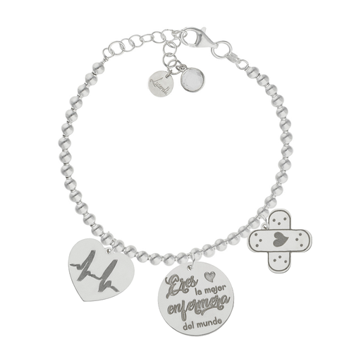 [AG3201] PULSERA MI HISTORIA PLATA 925MM BOLAS ENFERMERA