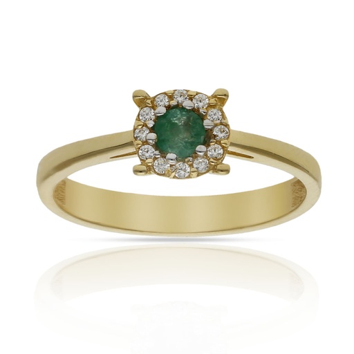 SORTIJA ORO 18KL ESMERALDA FINA + CIRCONITAS
