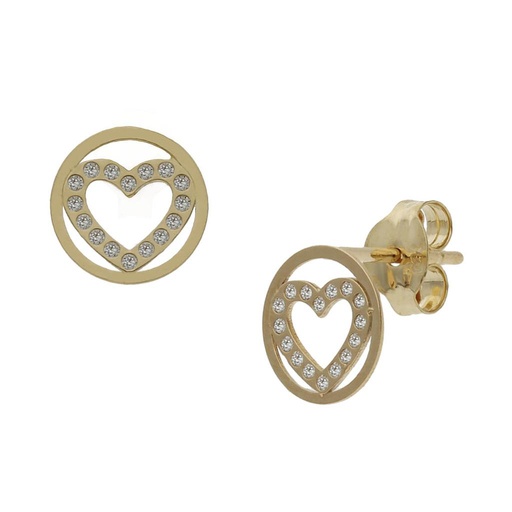 [P1502] PENDIENTES ORO 18KL CORAZON CIRCONITAS - 7MM