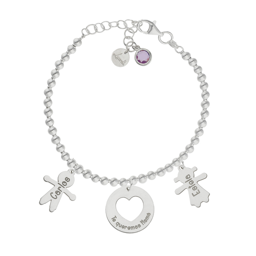 [AG3214] PULSERA MI HISTORIA PLATA 925MM BOLAS TE QUEREMOS