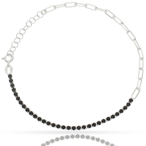 [AG310] PULSERA PLATA 925MM CIRCONITAS NEGRAS