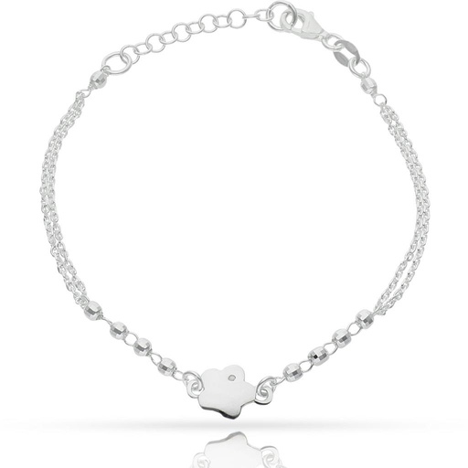 [AG305] PULSERA PLATA 925MM FLOR + BOLAS
