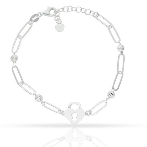 [AG298] PULSERA PLATA 925MM CANDADO + BOLAS
