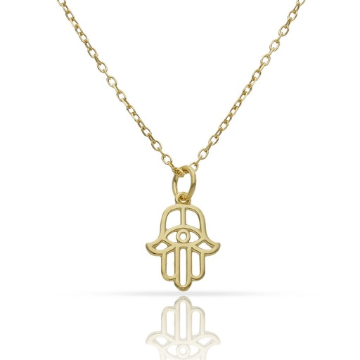 [AG682] GARGANTILLA PLATA CHAPADA ORO MANO DE FATIMA