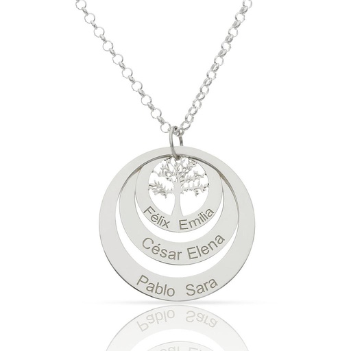[AG2098] GARGANTILLA PLATA 925MM 3 CIRCULOS + ARBOL DE LA VIDA - 25MM