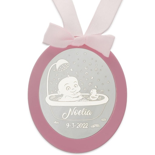 MEDALLA CUNA PLATA 925MM OVALADA BEBE BAÑERA