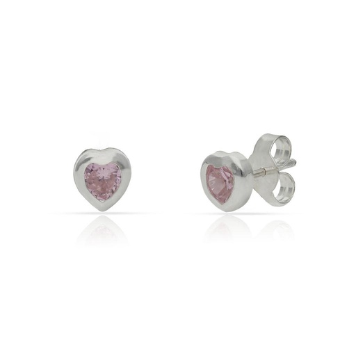 [AG1719] PENDIENTES PLATA 925MM CORAZON PIEDRA ROSA - 5MM