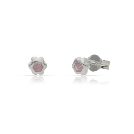 [AG1717] PENDIENTES PLATA 925MM FLOR PIEDRA ROSA - 4.50MM