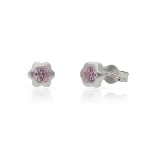 [AG1716] PENDIENTES PLATA 925MM FLOR PIEDRA ROSA - 5.50MM