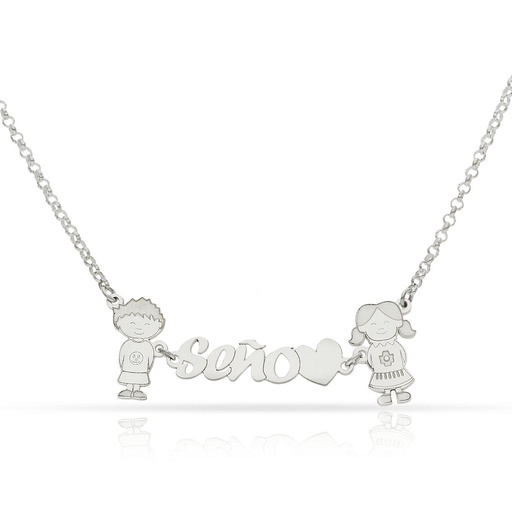 [AG2102] GARGANTILLA PLATA 925MM SEÑO + 2 NIÑOS