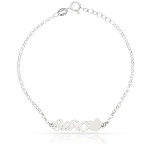 [AG326] PULSERA SEÑO + CORAZÓN PLATA 925MM
