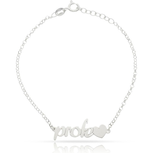 [AG329] PULSERA PROFE + CORAZON PLATA 925MM