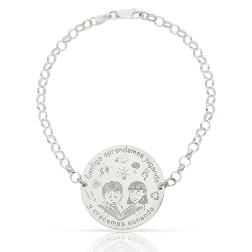 [AG330] PULSERA PLATA 925MM NIÑOS LIBRO + FRASE - 28MM