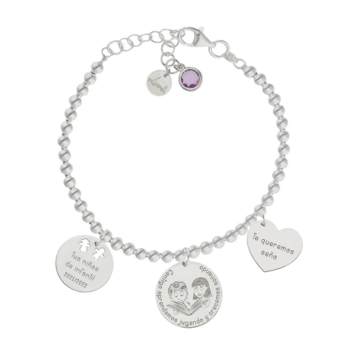 [AG3219] PULSERA MI HISTORIA PLATA 925MM BOLAS ESCUELA