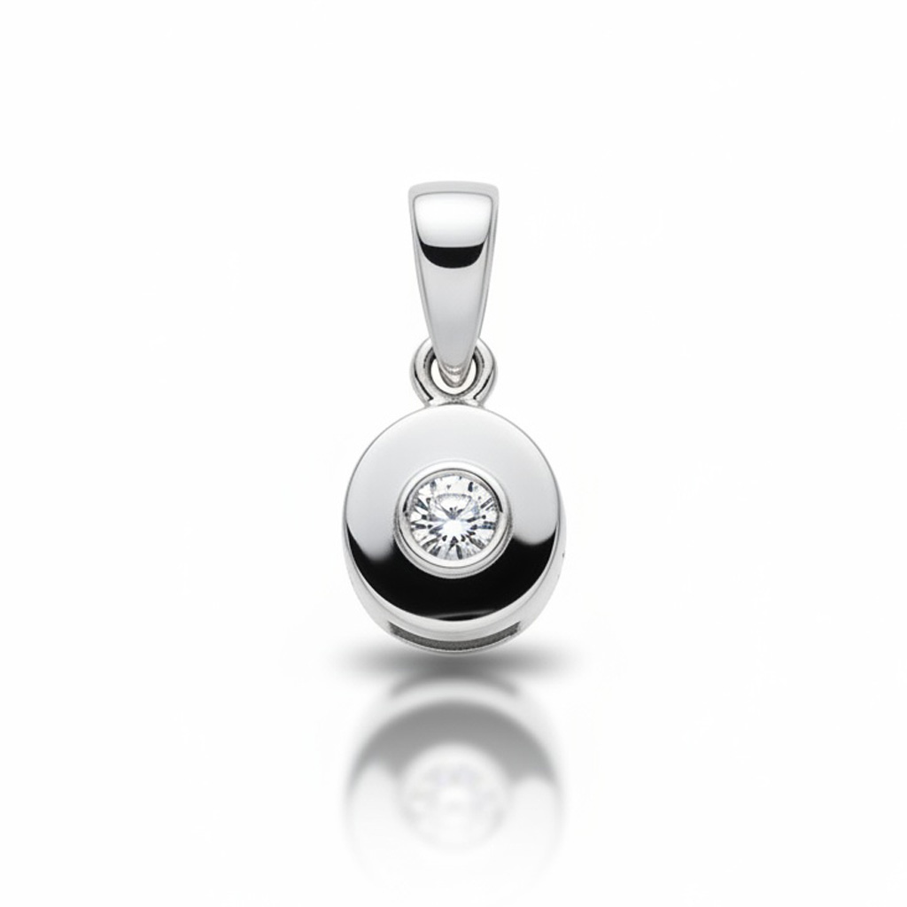COLGANTE ORO BLANCO 18KL DIAMANTE CHATON - 7MM