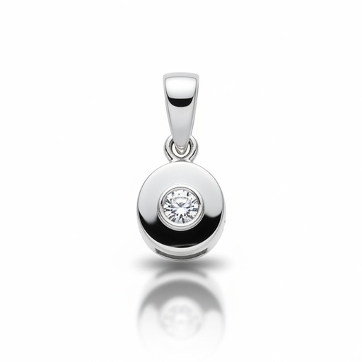 COLGANTE ORO BLANCO 18KL DIAMANTE CHATON - 7MM