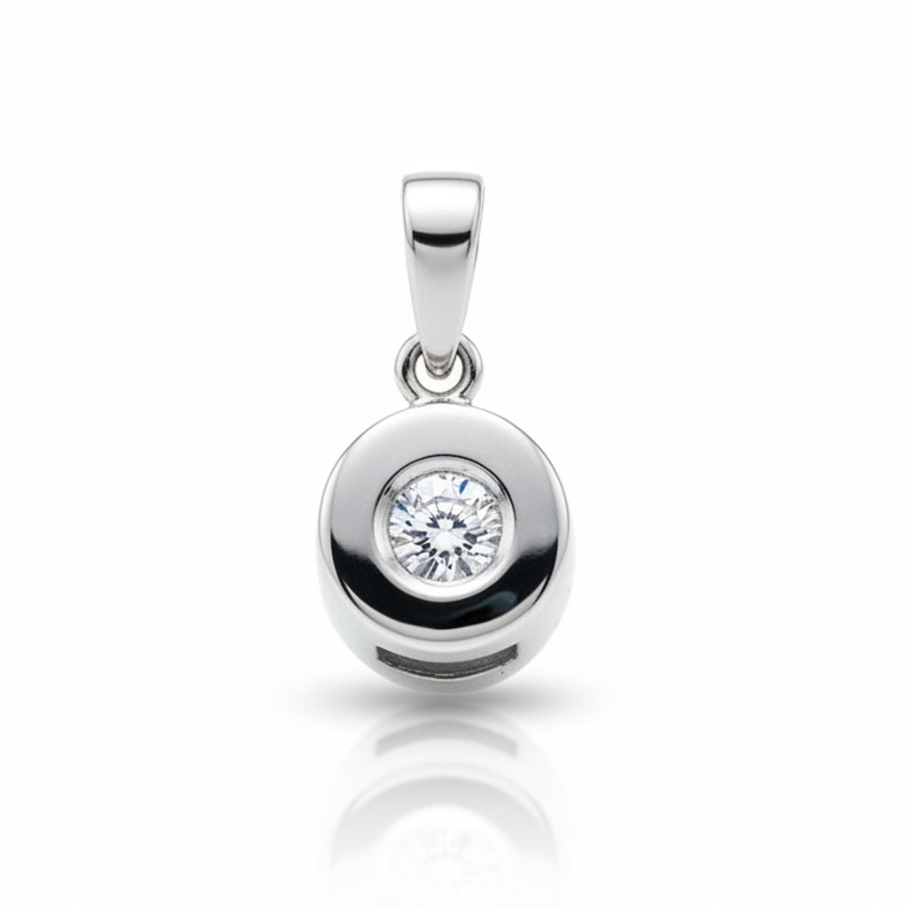 COLGANTE ORO BLANCO 18KL DIAMANTE CHATON - 7.50MM