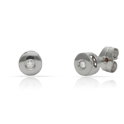 [LCR449B] PENDIENTES ORO BLANCO 18KL DIAMANTES CHATON - 6.50MM
