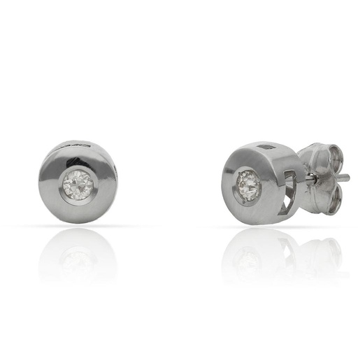 [LCR448B] PENDIENTES ORO BLANCO 18KL DIAMANTES CHATON - 7MM