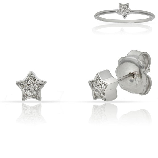 [LCR671BP] PENDIENTES ORO BLANCO 18KL ESTRELLAS DIAMANTES