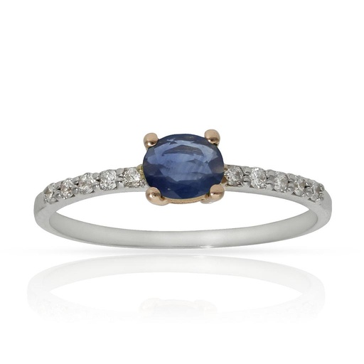 SORTIJA ORO BLANCO 18KL ZAFIRO + DIAMANTES