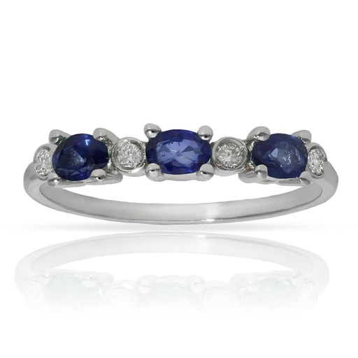 SORTIJA ORO BLANCO 18KL ZAFIROS + DIAMANTES