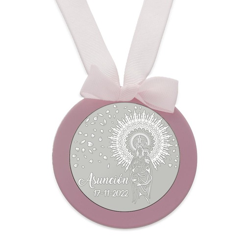 MEDALLA CUNA PLATA 925MM REDONDA VIRGEN DEL PILAR