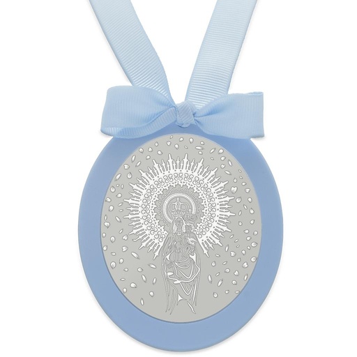 MEDALLA CUNA PLATA 925MM OVALADA VIRGEN DEL PILAR