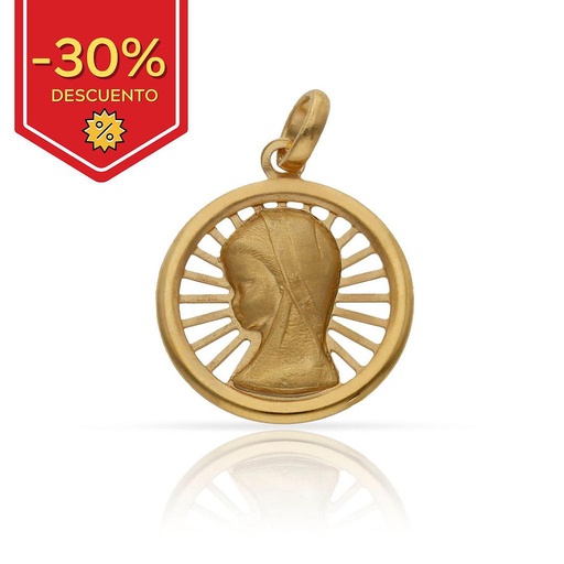 [AG4018] MEDALLA PLATA CHAPADA ORO VIRGEN NIÑA - 18MM