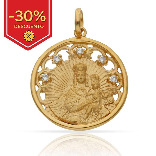 [AG4007] MEDALLA PLATA CHAPADA ORO V. DEL CARMEN - 25MM