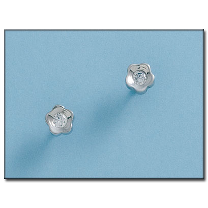 [P36A] PENDIENTES ORO BLANCO 18KL FLOR