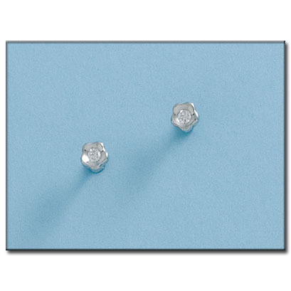[P37A] PENDIENTES ORO BLANCO 18KL FLOR
