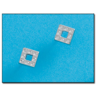 [P77A] PENDIENTES ORO BLANCO 18KL CUADRADO