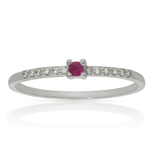 SORTIJA ORO BLANCO 18KL RUBI + DIAMANTES