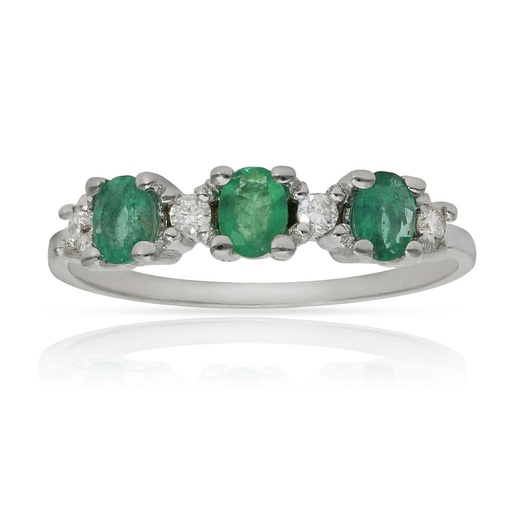 SORTIJA ORO BLANCO 18KL ESMERALDAS + DIAMANTES