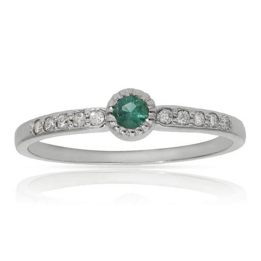 SORTIJA ORO BLANCO 18KL ESMERALDA + DIAMANTES