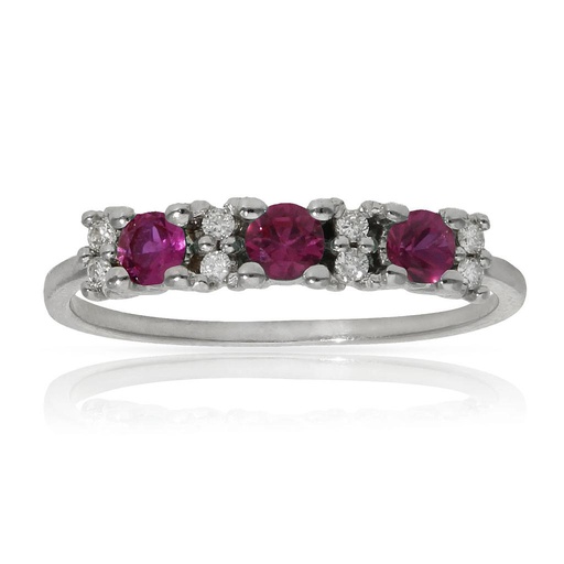 SORTIJA ORO BLANCO 18KL RUBIES + DIAMANTES