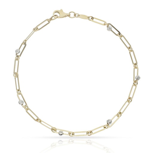 PULSERA ORO 18KL BOLAS + ESLABONES - 3MM